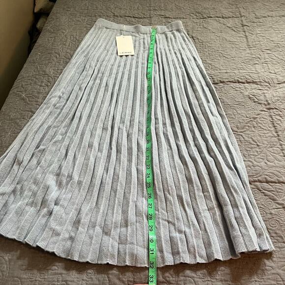 Lemme wool blend accordion pleated midi skirt blue women’s small nwt - Picture 6 of 7